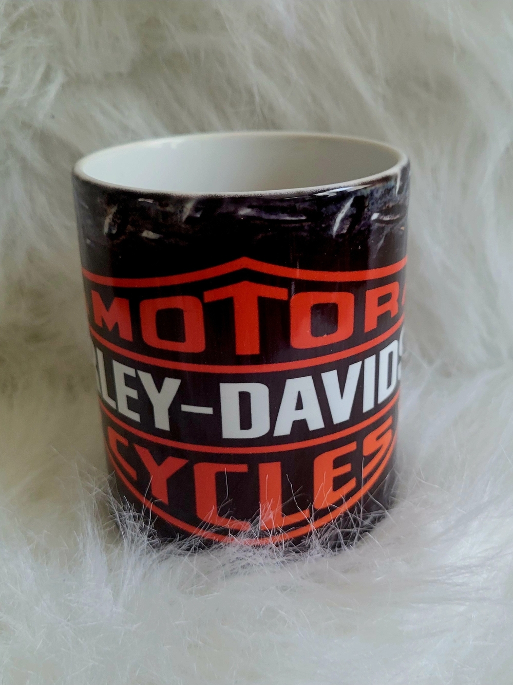 Harley-Davidson Black and Orange Logo Ceramic Mug